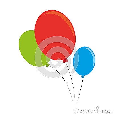 Color silhouette with party balloons Vector Illustration