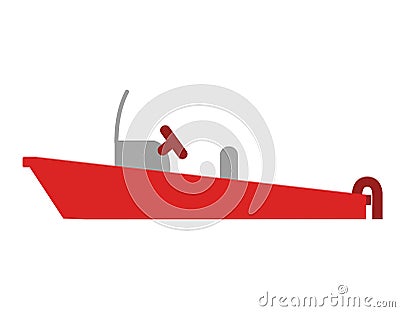 Color silhouette with rescue boat Vector Illustration