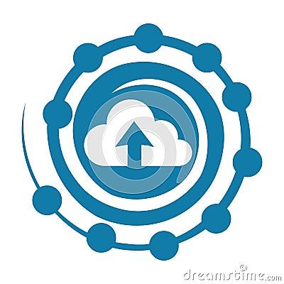 Color silhouette with spiral cloud upload service Vector Illustration