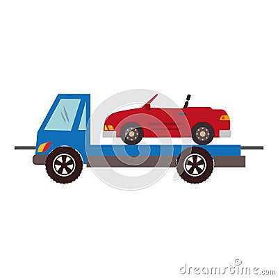 Color silhouette with tow truck Vector Illustration