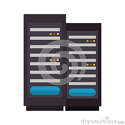 Color silhouette with tower server Vector Illustration