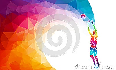 Color silhouette of volleyball player on setter position Vector Illustration