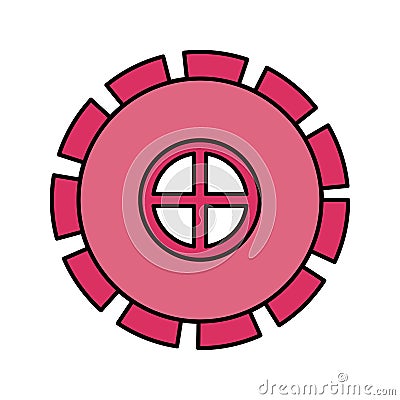 Color sketch silhouette gear wheel pinion icon Vector Illustration