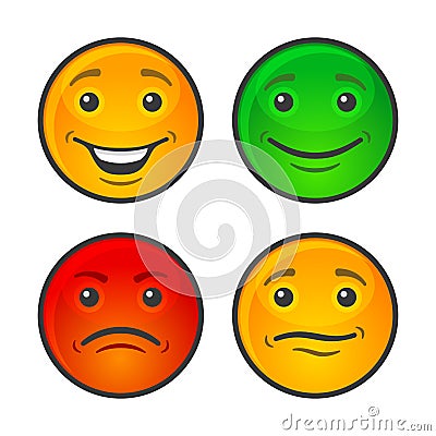 Color Smiley Face Icons Set. Vector Vector Illustration