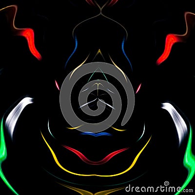 Color smoke monster illusion face design isolated on black background. Geometry series - abstract face art and smoke painting Stock Photo