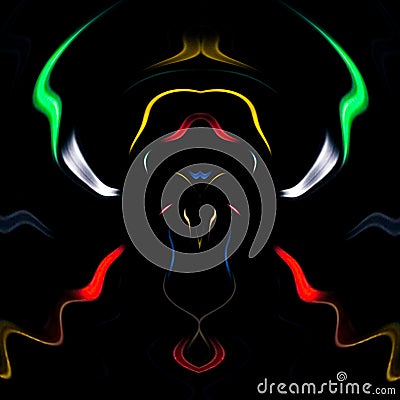 Color smoke monster illusion face design isolated on black background. Geometry series - abstract face art and smoke painting Stock Photo