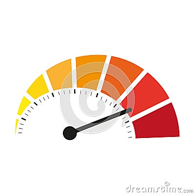 Color speedometer. Speed meter. Heating, temperature scale icon. Vector illustration. Vector Illustration