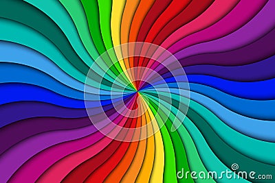 Color spiral background, bright colorful swirling radial pattern Vector Illustration