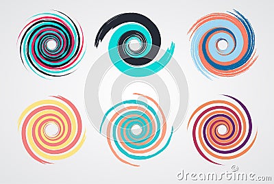 Color spiral swirl set circle Vector Illustration