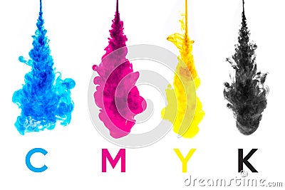 Color splashes of ink Stock Photo