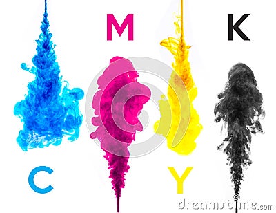 Color splashes of ink Stock Photo