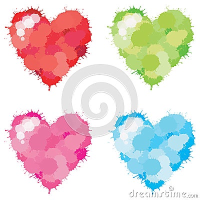 Color Splatter Heart set Stock Photo