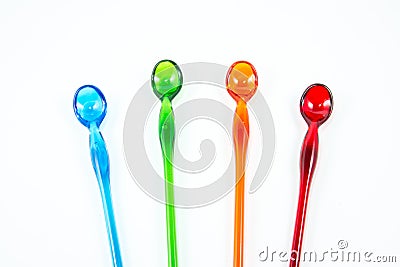 Color spoons isolated on white background Stock Photo