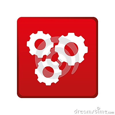 Color square emblem with gear wheels Vector Illustration