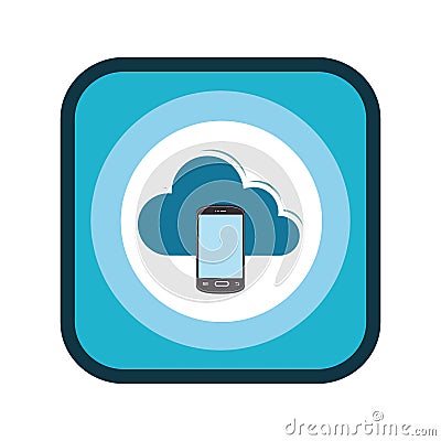 Color square frame with smartphone cloud service Vector Illustration