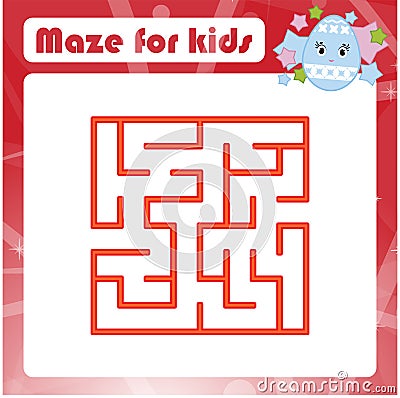 Color square labyrinth. Kids worksheets. Activity page. Game puzzle for children. Easter, egg, holiday. Find the right path. Maze Vector Illustration