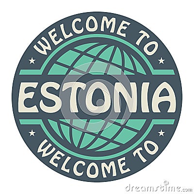 Color stamp with text Welcome to Estonia inside Vector Illustration