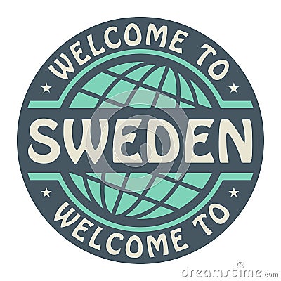 Color stamp with text Welcome to Sweden inside Vector Illustration