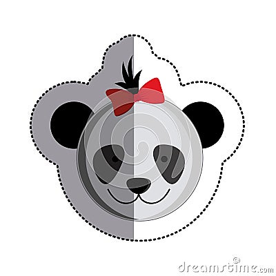 color sticker with female panda head and middle shadow Cartoon Illustration
