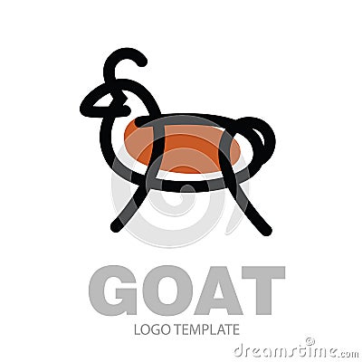 Color stylized drawing goat or nanny-goat Vector Illustration