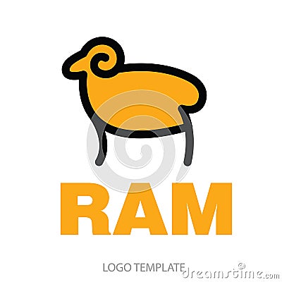 Color stylized drawing of ram Vector Illustration