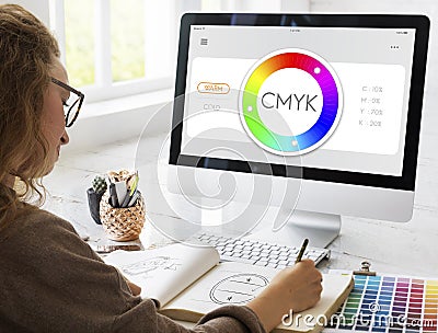 Color Swatch CMYK Design Spectrum Sample Concept Stock Photo