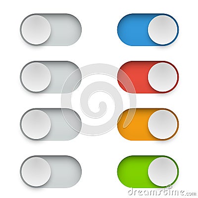 Color switch button in On and Off mode Vector Illustration