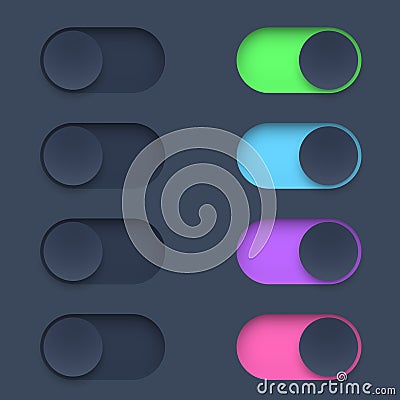 Color switch button in On and Off mode Vector Illustration