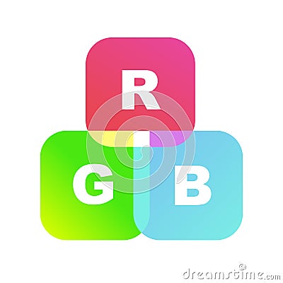 Color system of the RGB as toy cubes Stock Photo