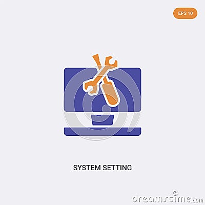 2 color System setting concept vector icon. isolated two color System setting vector sign symbol designed with blue and orange Vector Illustration