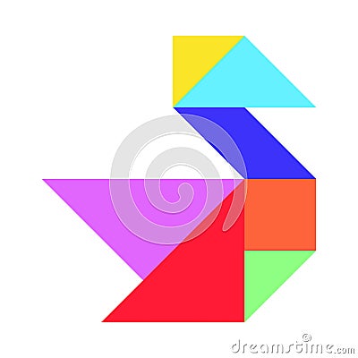 Color tangram puzzle in swan, duck or goose shape Stock Photo