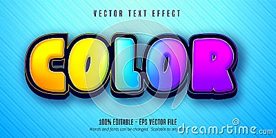 Color text, shiny colorful editable text effect Vector Illustration