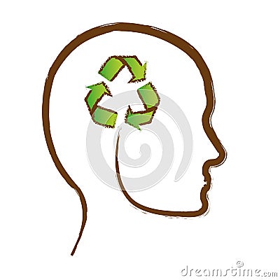 Color think clean the world icon Cartoon Illustration