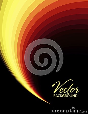 Color trail. Yellow and red curl on black. Vector graphics Vector Illustration