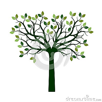 Color Tree with Leaves. Vector Illustration and graphic elements. Vector Illustration