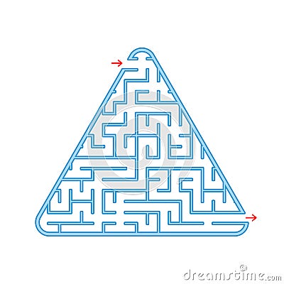 Color triangular labyrinth. An interesting and useful game for children. A simple flat vector illustration on a white background. Vector Illustration