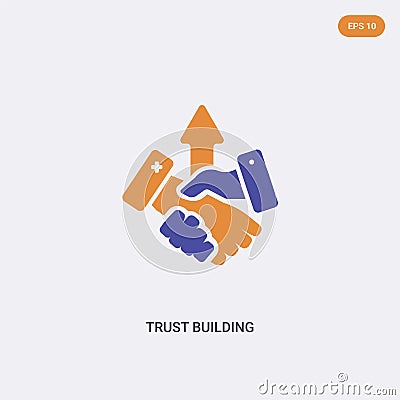 2 color trust building concept vector icon. isolated two color trust building vector sign symbol designed with blue and orange Vector Illustration