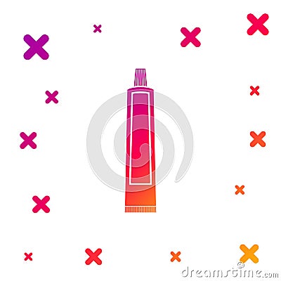 Color Tube of toothpaste icon isolated on white background. Gradient random dynamic shapes. Vector Illustration Vector Illustration
