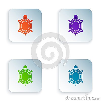 Color Turtle icon isolated on white background. Set colorful icons in square buttons. Vector Vector Illustration