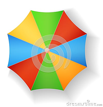 Color umbrella top view. Summer beach shade Vector Illustration