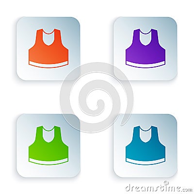 Color Undershirt icon isolated on white background. Set colorful icons in square buttons. Vector Stock Photo