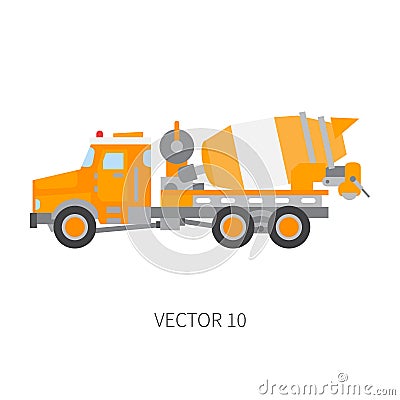 Color vector icon construction machinery truck cement mixer. Industrial style. Corporate cargo delivery. Commercial Vector Illustration