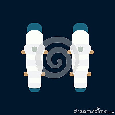 Color vector icon hockey, rugby, baseball defense knee armor plates. Sport equipment success symbol. Athletic Vector Illustration