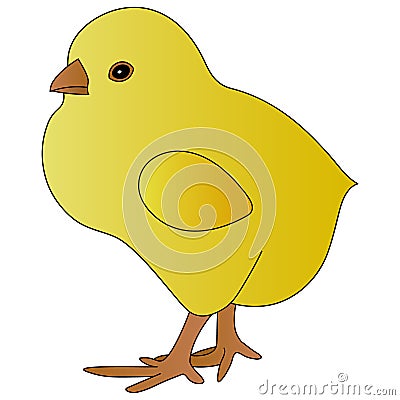 Color vector illustration of a plump chicken. Yellow ball. Chick on an isolated background. Cartoon style. Vector Illustration