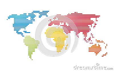 Color vector striped map of the world Vector Illustration