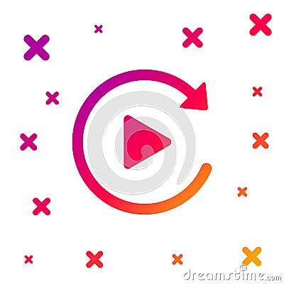 Color Video play button like simple replay icon isolated on white background. Gradient random dynamic shapes. Vector Vector Illustration