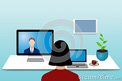 Color videoconferencing concept Vector Illustration