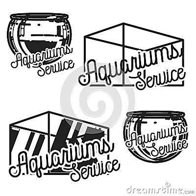 Color vintage aquariums service emblems Vector Illustration