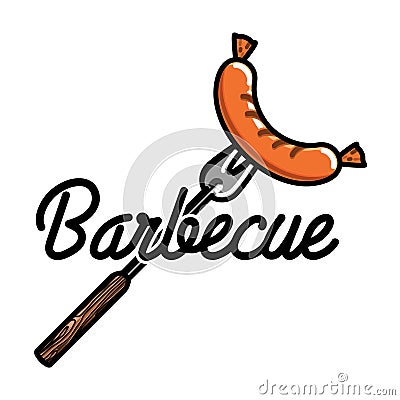 Color vintage barbecue emblem Vector Illustration