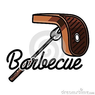 Color vintage barbecue emblem Vector Illustration